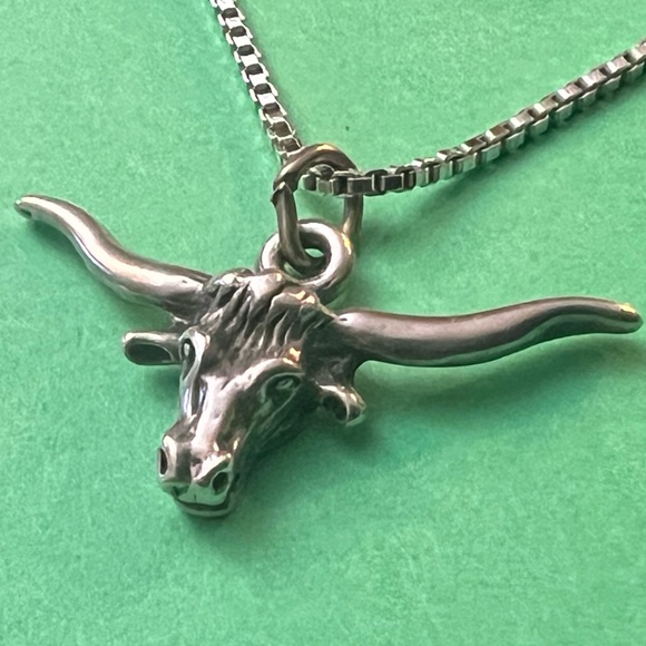 1” Sterling Silver Longhorn pendant (necklace not included) - Picture 4 of 6